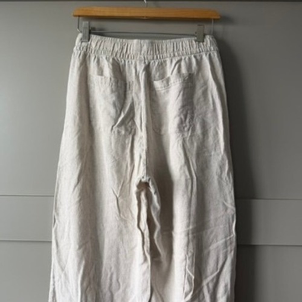 Old Navy Linen Blend Wide Leg Pants Womens XS Beige High Rise Pull On Flax - Picture 6 of 13